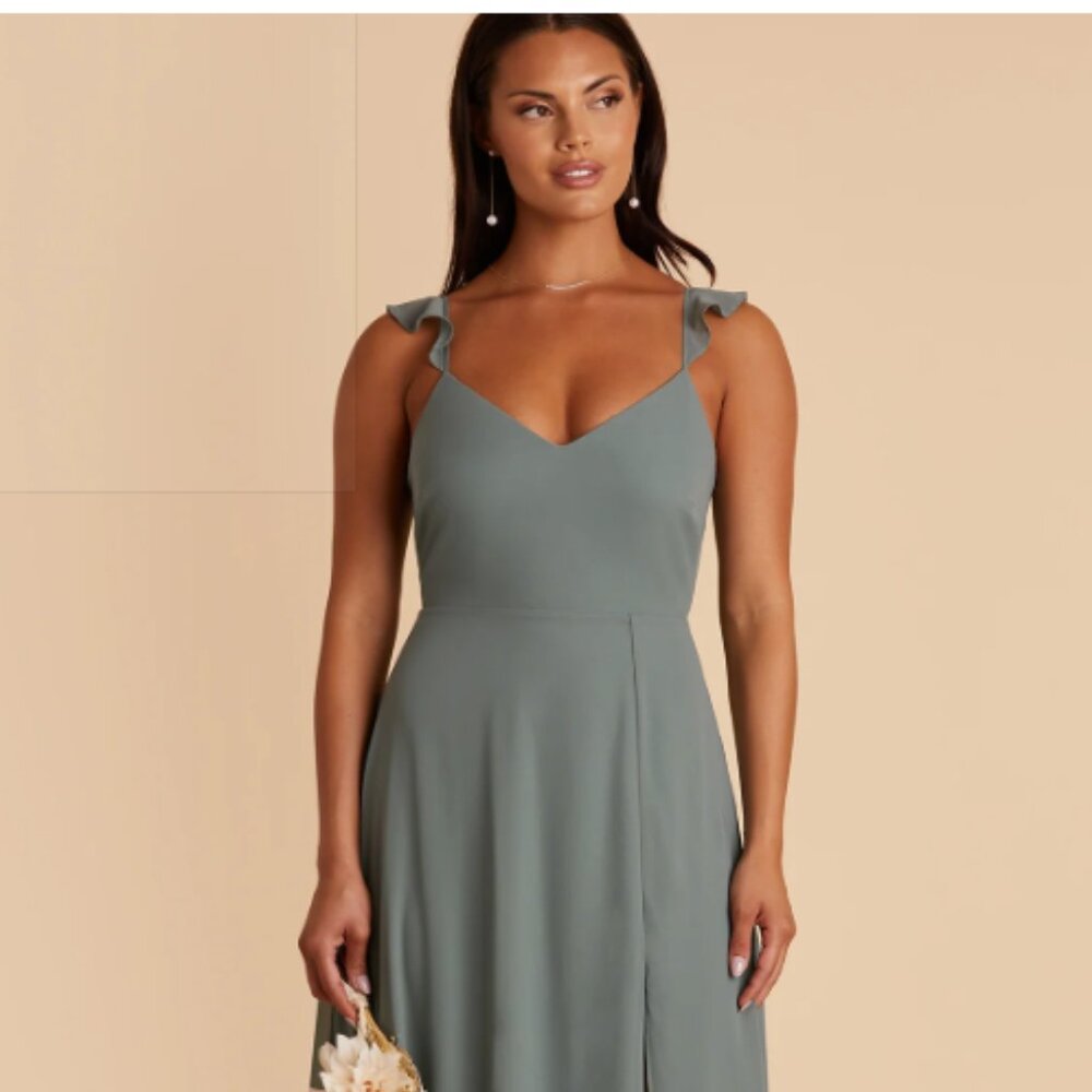 Women’s Sage Green Ruffle Strap Dress